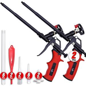 Luft Professional Expanding Foam Spray Gun (2 Insulation Guns + 6 Extenders) PU Insulating Applicator Heavy Duty Metal Body Dispensing Foam Gun Suitable for Caulking, Filling, Sealing (2 Pack)