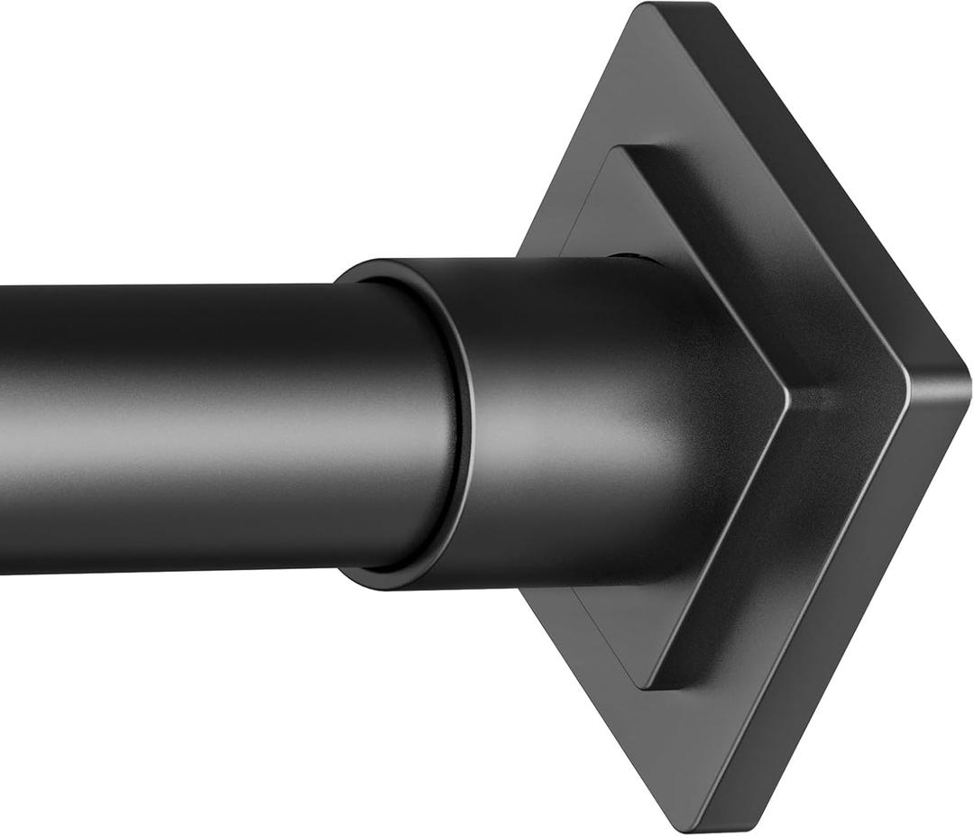 CorkLatta Black Shower Curtain Rod Spring Tension 30 to 68 Inch,1 Inch Diameter Adjustable Shower Rods for Bathroom,No Drilling