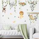 Decalmile Jungle Animals Safari Wall Decals Lion Monkey Koala Wall Stickers Baby Nursery Kids Room Toddler Room Wall Decor