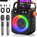 Karaoke Machine with 2 Wireless Microphones: HWWR Portable Karaoke Bluetooth 5.3 Light Speaker, PA System Home Party with Subwoofer, Disco Lights, Supports TV/REC/FM/AUX/USB/TF for Gifts Adult Kids