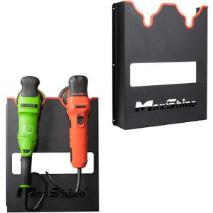 Maxshine Universal Dual Polisher Wall Holder (Black Iron) | Fits Dual Action & Rotary Polishers with Cord Organizer | Anticorrosion, Space-Saving Wall Mount Rack | Car Detailing Storage Accessory