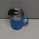 ALOUFEA 12oz Insulated Coffee Mug Cup with Handle, Stainless Steel Travel Coffee Mug with Flip Lid, Double Wall Vacuum Coffee Tumbler,Sky Blue