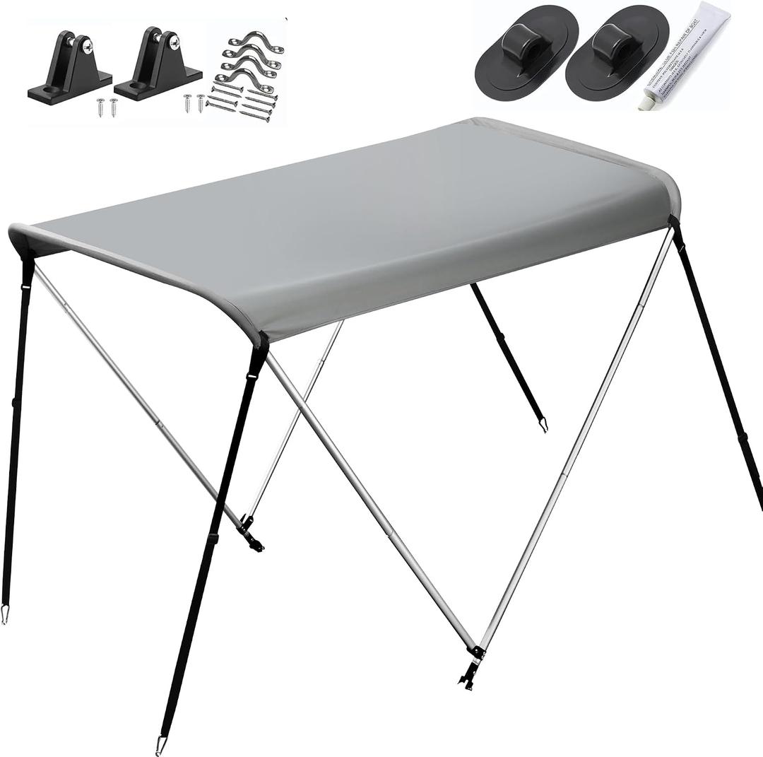 Bimini Tops for Boats,Boat Cover 2 Bow Sun Shade Canopy Accessories,Size 63 inch L X 44.5 inch W X 43.3 inch H,with 1 Inch Aluminum Frame,High Strength Oxford Cloth Boat Bimini Top