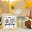 Easter Bathroom Decor for Home He Sees You When You're Pooping Bathroom Decor Easter Decorations for Toilet Restroom Washroom 6 x 6 inches
