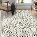 Wonnitar Moroccan 4x6 Area Rug, White Boho Rugs for Living Room, Washable Soft Large Rug for Bedroom,Non-Slip Geometric Throw Carpet, Low Pile Accent Mat for Nursery Bedside Dorm (Beige,4'x6')