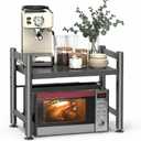 2-Tier Microwave Stand, 220lbs Rack w/Adjustable Feet & 6 Hooks