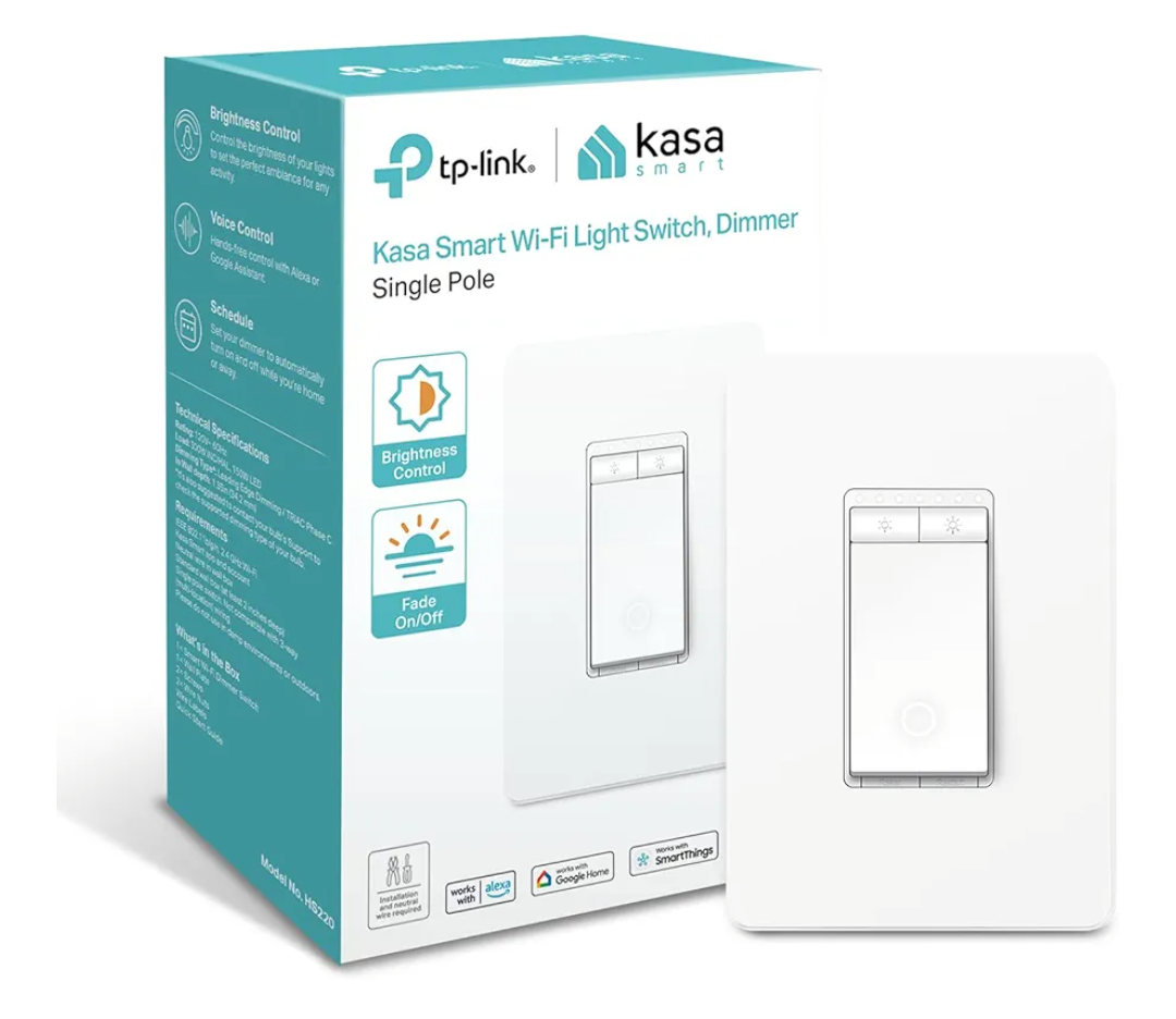Kasa Smart Dimmer Switch HS220, Single Pole, Needs Neutral Wire, 2.4GHz Wi-Fi Light Switch Works with Alexa and Google Home, UL Certified, No Hub Required, 1 Pack