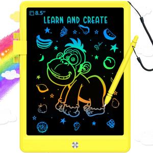 BUKEBU Toddler Toys for 3-6 Years Old Girls Boys, LCD Writing Tablet 8.5 Inch Doodle Board, Electronic Drawing Tablet, Drawing Pads,Travel Gifts for Kids Age 3 4 5 6 7 Year Old Girls Boys (Yellow)