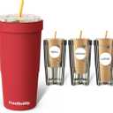 Frost Buddy Togo Buddy | 30 oz Stainless Steel Vacuum Insulated Tumbler | To Go Coffee Cup  Iced Coffee Cups, Iced Coffee Sleeve, Travel Mug, Thermal Cup for Hot & Cold Drinks, Dunkin Cup (Crimson)