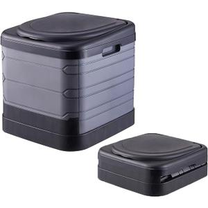 Portable Camping Toilet Water-Proof Foldable with 1 Roll of Biodegradable Bags Composting Toilet Bucket Outdoor Commode for Car Camping Hiking Long Trips Beach Supports Up to 330lbs