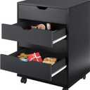 DEVAISE 5-Drawer Chest, Wood Storage Dresser File Cabinet with Wheels, Mobile Dresser for Home Office, Black
