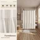 Farmhouse Shower Curtain with Ruffle Hem Linen Flax Ivory White Shower Curtains for Bathroom Country Vintage Rustic Natural Fabric, 72" W x 84" L