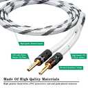 14AWG Speaker Cable Wire with Gold-Plated Banana Tip Plugs (25 Feet) - 99.99% Oxygen-Free Copper (OFC), in-Wall CL2 Rated, Heavy Duty Braided - White, 25ft