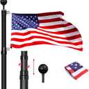 25FT Telescoping Flag Pole Kit, 14 Gauge Heavy Duty In Ground Telescopic Flag Poles with 3x5 American Flag, Outdoor Old Glory Flagpole Kits for Outside, Yard, Residential or Commercial