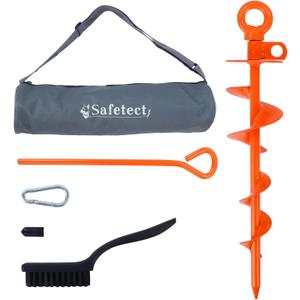 15'' Dog Tie Out Stake for Large Dogs up to 220lbs Heavy Duty Screw-in Dog Stakes for Yard, Beach Camping Outside Ground Stakes for Dog Cable, Leashes, Dog Ground Anchor with 360 Swivel
