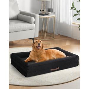Upvilla Orthopedic Dog Bed XXL, Four-Sided Dog Sofa, Washable Cover, Black