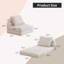 Folding Sofa Bed, 3-in-1 Convertible Sleeper Chair Bed with Pillows, Foldable Floor Couch with High-Density Foam, Futon Small Boneless Couch for Living Room Bedroom Lounge, Single, White