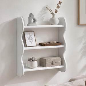 Aboacen 100% Solid Wood Shelves on Wall, Water Proof Bathroom Wall Shelves, 18.8 x 17.3 x 4.7 inches