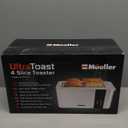 Mueller UltraToast Stainless Steel Toaster 4 Slice  Extra-Wide 1.6" Slots for Artisan Bread, Bagels & Frozen Waffles, 6 Browning Levels, LED Display, Cancel/Defrost/Reheat, Removable Crumb Tray
