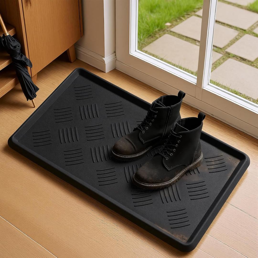 HIYARD Rubber Boot Tray, Shoe Tray for Entryway, Multipurpose Boot Mat, Shoe Mat Indoor and Outdoor, 16x27.5,Black