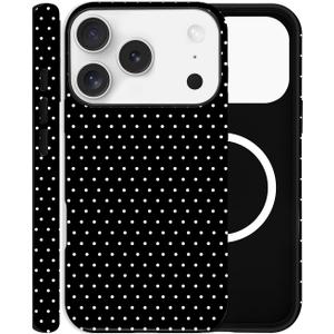 Magnetic Case for iPhone 17 Pro Max, Compatible with MagSafe, Aesthetic Polka Dot Cute Design for Women, Hybrid 2-Layer Hard Shell Phone Cover, Black