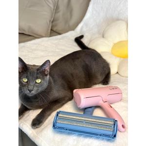 Pet Hair Remover and Reusable Lint Roller- Fluffy Paws Cat and Dog Hair Remover -Blue Color Handle