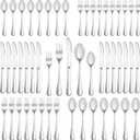 50 Piece Silverware Set Service for 10,Premium Stainless Steel Flatware Set,Mirror Polished Cutlery Utensil Set,Durable Home Kitchen Eating Tableware Set,Include Fork Knife Spoon Set,Dishwasher Safe