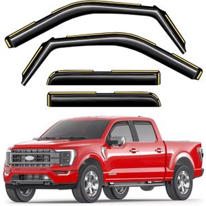 in-Channel Window Rain Guards Fit for Truck Ford F150 2021-2026 SuperCrew Extra Durable Window Visors Window Deflectors Vent Visors Vent Shades Car Accessories-4 pcs 2-Q11-Gai