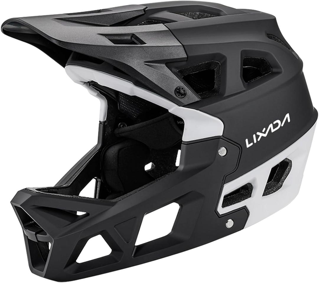Lixada Adult Bike Helmet, Full Face Mountain Bike Helmet Lightweight Bicycle Helmet with Pads & Visor, Comfort Cycling Helmet Racing Downhill MTB Helmet for Men Women, L