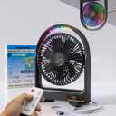 Magnetic Cruise Fan with Remote Control - Durable Rechargeable Battery, Multi-Color RGB LED Light, Sleep-Friendly Smart Display & Timer, Magnetically Sticks on Cabin Ceilings and Walls - Easy to Pack (Black)