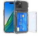 for iPhone 15 Clear Wallet Case, Up to 4 Cards, Hybrid Protective Anti-Slip Case with Card Holder, TPU + PC, Anti-Yellowing, 6.1" 2023