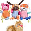 3pcs Dog Squeaky Toys, Puppy Chew Interactive Dogs Toys for Small Medium Large Chewer Dogs to Keep Them Busy(Pet Use Only) (Dog&Fox&Pig)