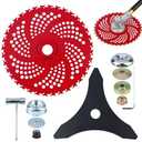 9 Inch 36T Carbide Tipped Brush Cutter Blade & 10 Inch 3T Heavy-Duty Trimmer Blade Combo with Universal Adapter Kit – Compatible with Weed Eater, Lawn Trimmers & Brush Cutters