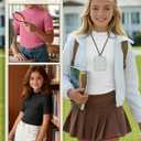3 Pack Girls Shirts Short Sleeve Mock Turtleneck Cotton Cute Lettuce Trim Summer Tops 5-14Y Kids Clothes