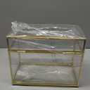 Glass Wedding Card Box with Slot, 10.2 inch Clear Card Box Gold Brass Gift Card Storage Box with Lock Perfect for Wedding Receptions, Baby Shower, Birthday Party, Bridal Shower