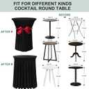 BDDC Cocktail Table Covers - 3 Pack 32"x 43" Black Cocktail Table Tablecloth with Natural Wavy Round Skirt for Bar Wedding Party Banquet