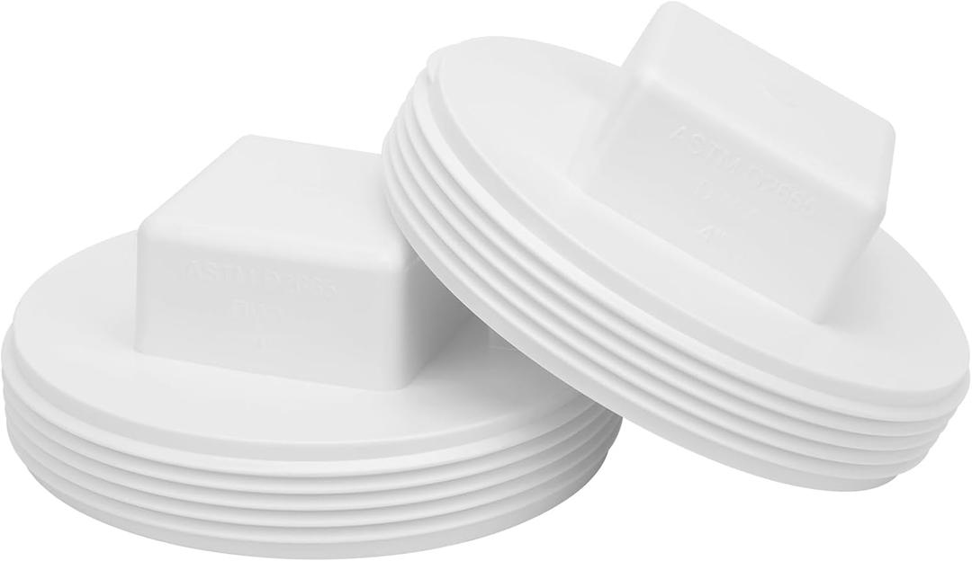 2Pack 4 Inch PVC Male Threaded Pipe End Cap 4" PVC Pipe Male Thread Plug Adaptor SCH40 NPT Plug Pipe Fitting for Plumbing Water Line