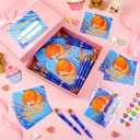 Skyygemm 36 Set /108 Pcs Basketball Pens with Gift Card for Kid Valentine's Day Classroom Exchange Gift School Sports Novelty Ballpoint for School Valentine's Sports Party Favor