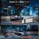 Mirror Dash Cam 4K Front and 2.5K Rear, IMX415 Rearview Mirror Camera for Cars, 5.8GHz WiFi, WDR, G-Sensor, Night Vision, Reverse Assist, Included 64GB Card
