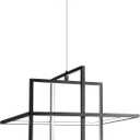 Modern LED Chandelier Led Pendant Light Square Contemporary Chandelier Hanging Light Dimmable for Living Room, Dining Room, Bedroom, Kitchen, Stydy Room 90W 6000K Cool Light (Black)