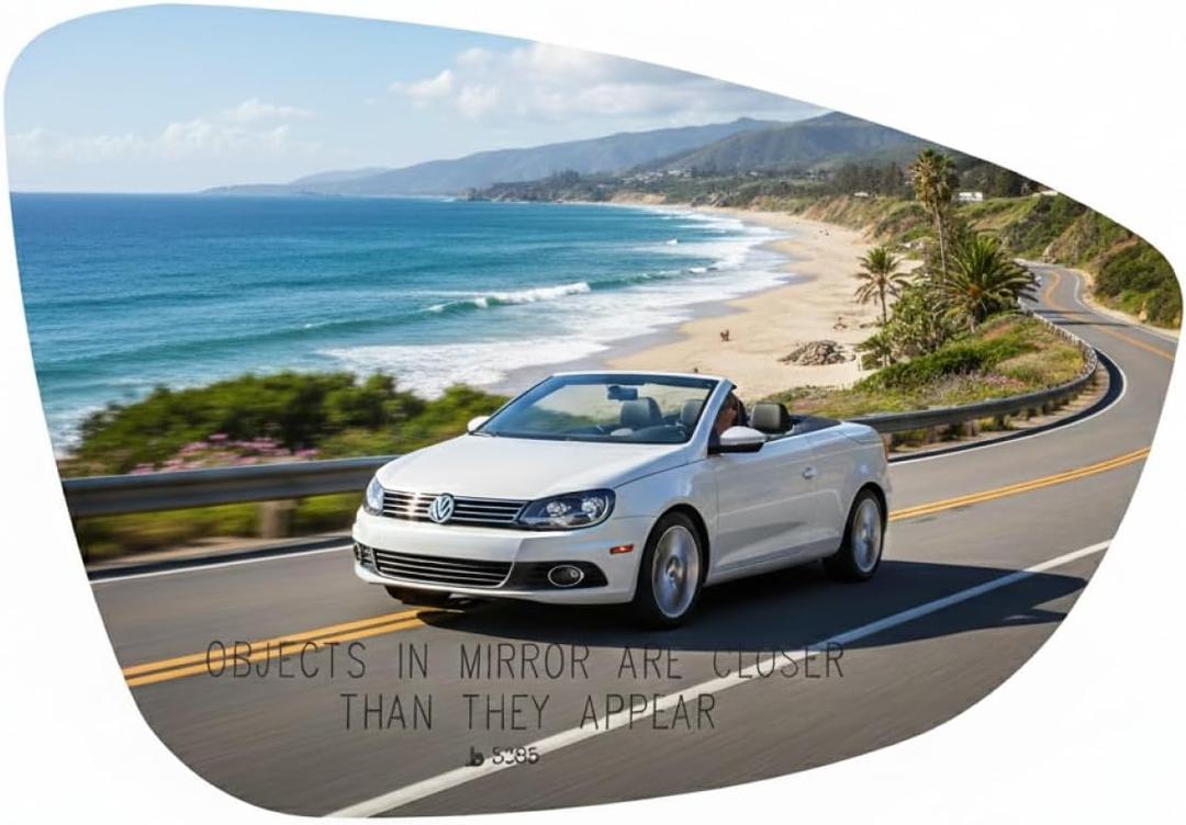 Burco 5385 Convex Passenger Side Power Replacement Mirror Glass (Mount Not Included) Compatible with 09-16 Volkswagen CC 2009-2016 Volkswagen Eos 12-15 Volkswagen Jetta 13-16 Volkswagen Passat