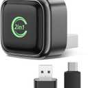 Wireless CarPlay Adapter, Convert Wired to Wireless, 2-in-1 CarPlay & Android Auto, Mini Plug & Play, Fast Auto-Connect & No Latency, USB/USB-C for Cars with Built-in CarPlay & iOS 10+/Android 11+ (Silver-gray)