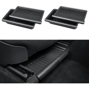2PCS Under Seat Storage Box for Tesla Model Y 2024, TPE Storage Tray Box with Lid for Model Y 2020-2025 (2025-2026 New Model Y Juniper Can only be installed on rear of front seats (under)