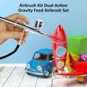 Professional Dual-Action Airbrush Kit, 0.2/0.3/0.5mm Nozzles, Gravity Feed Spray Gun Set,Airbrush Gun for Nail Art Painting MakeupModel Coloring