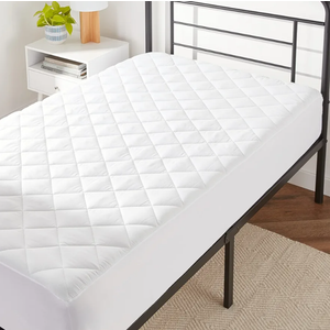 Amazon Basics Hypoallergenic Quilted Mattress Topper Pad, 18 Inches Deep, Twin, White