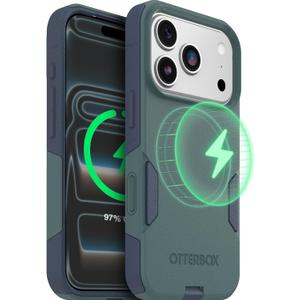 OtterBox iPhone 17 Pro (Only) Commuter Series Case Built-in MagSafe Thin, Dual-Layer, Pocket-Friendly, Port Cover Saltwater Breeze (Sage/Blue)