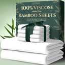 DECOLURE 100% Viscose Derived from Bamboo Sheets Queen Size 6pcs - Ultra Soft & Luxuriously Cooling, 17" Deep Pocket, Double Stitching, Perfect for Hot Sleepers - Queen Bed Sheets (White)
