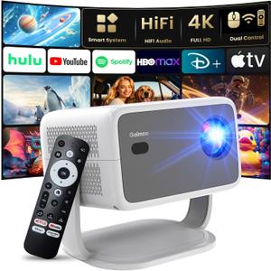 Projector [Auto Focus/360 Rotatable Stand] 4K Projector with Wifi and Bluetooth 1080P Native, Compatibile with TV Stick/Memory Stick/Laptop, Smart Home Outdoor Projector Gery (Grey)
