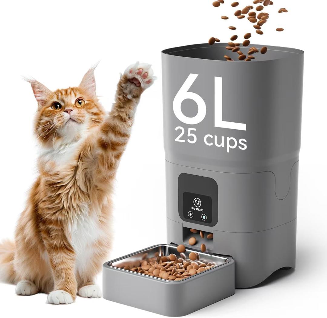 Automatic Cat Feeder, WiFi Cat Food Dispenser with App Control, Auto Cats Feeder Automatic for Dry Food, Smart Pet Food Dispenser with Portion Control Timed Cat Food Dispenser for Cats & Small Dogs