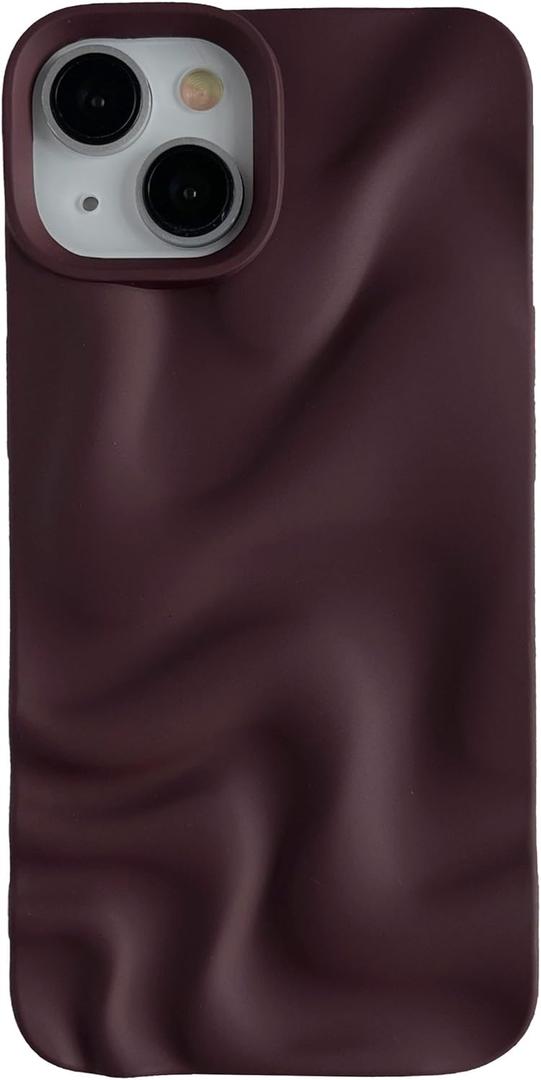 Caseative for iPhone 14 Case,Water Ripple Pattern Wave Phone Case (Burgundy)